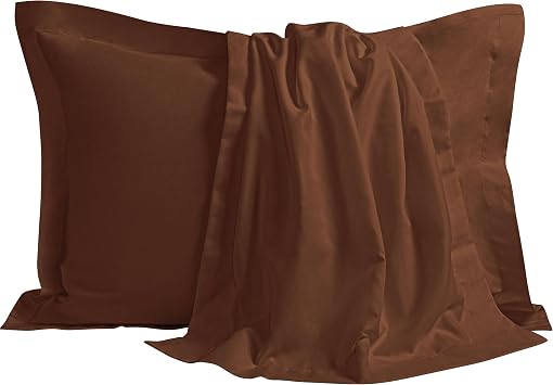 Microfiber Pillow Shams Set of 2, Standard Soft and Cozy Bed Pillow Sham Covers, 20x26 Inches, Brown