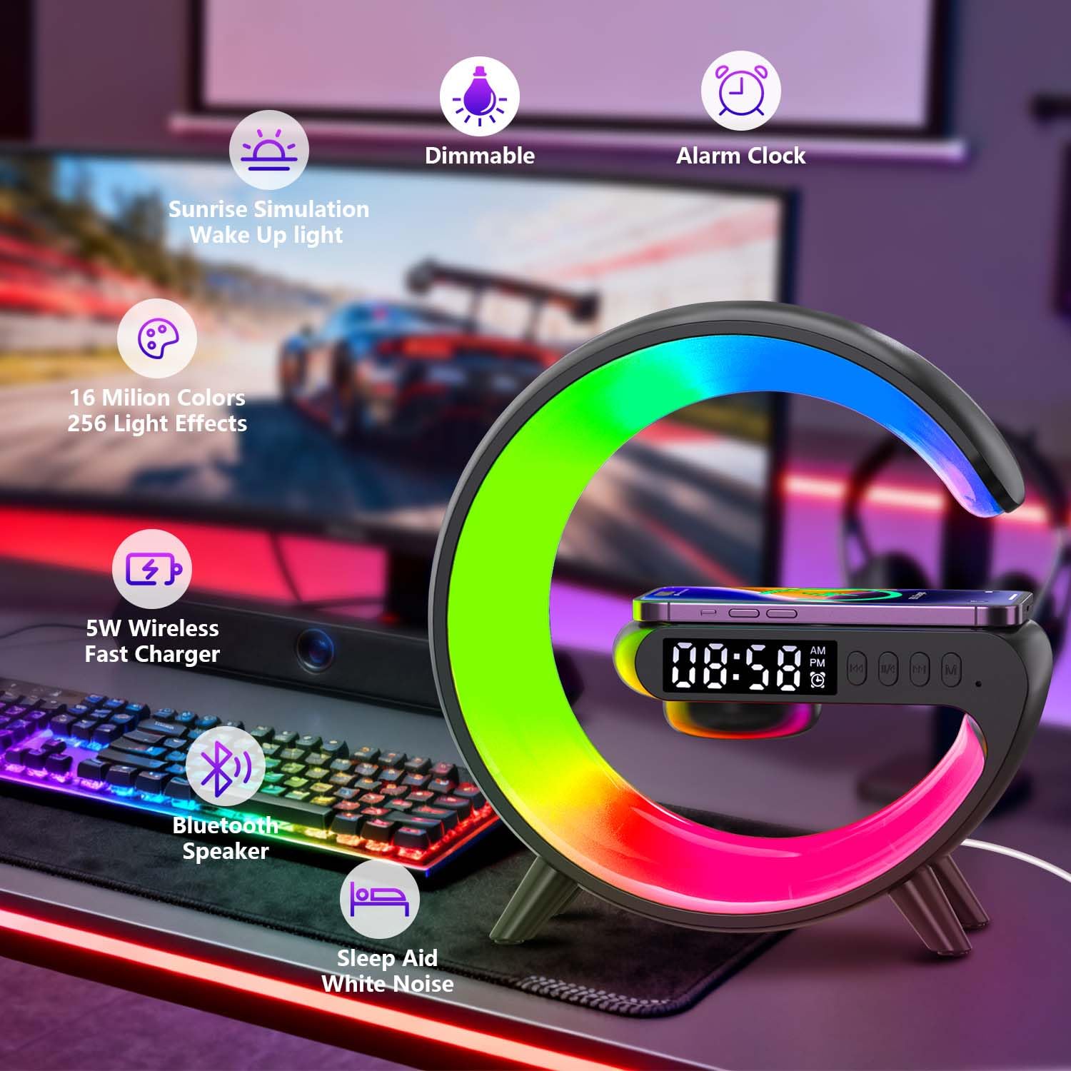 Nexstron Luce caricabatterie altoparlante wireless — immagine 2 di 12