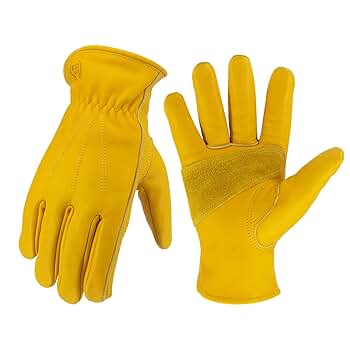 KKOYING Leather Work Gloves for Men & Women, Gardening