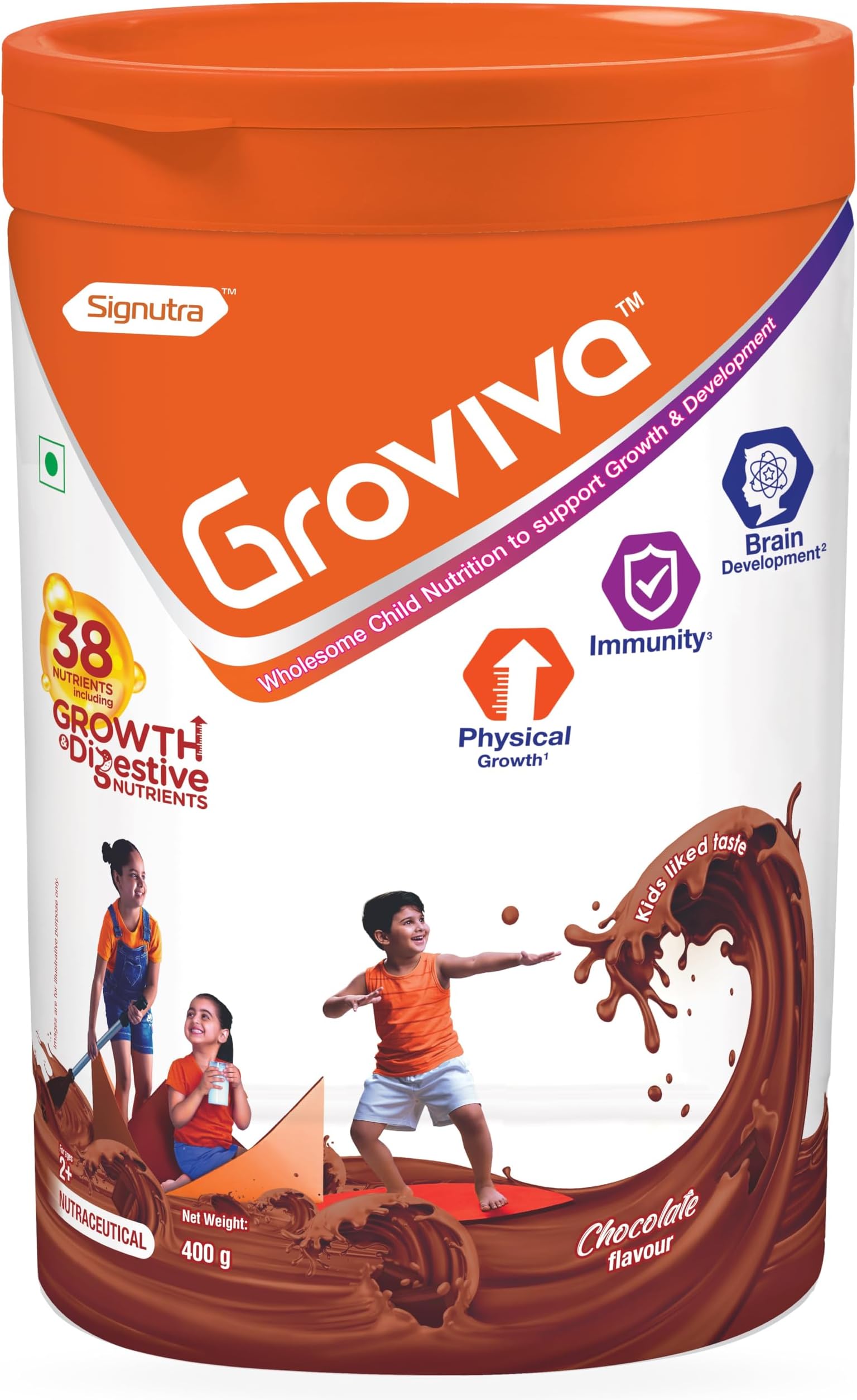 Groviva Child Nutrition Supplement Jar, 400g (Chocolate)