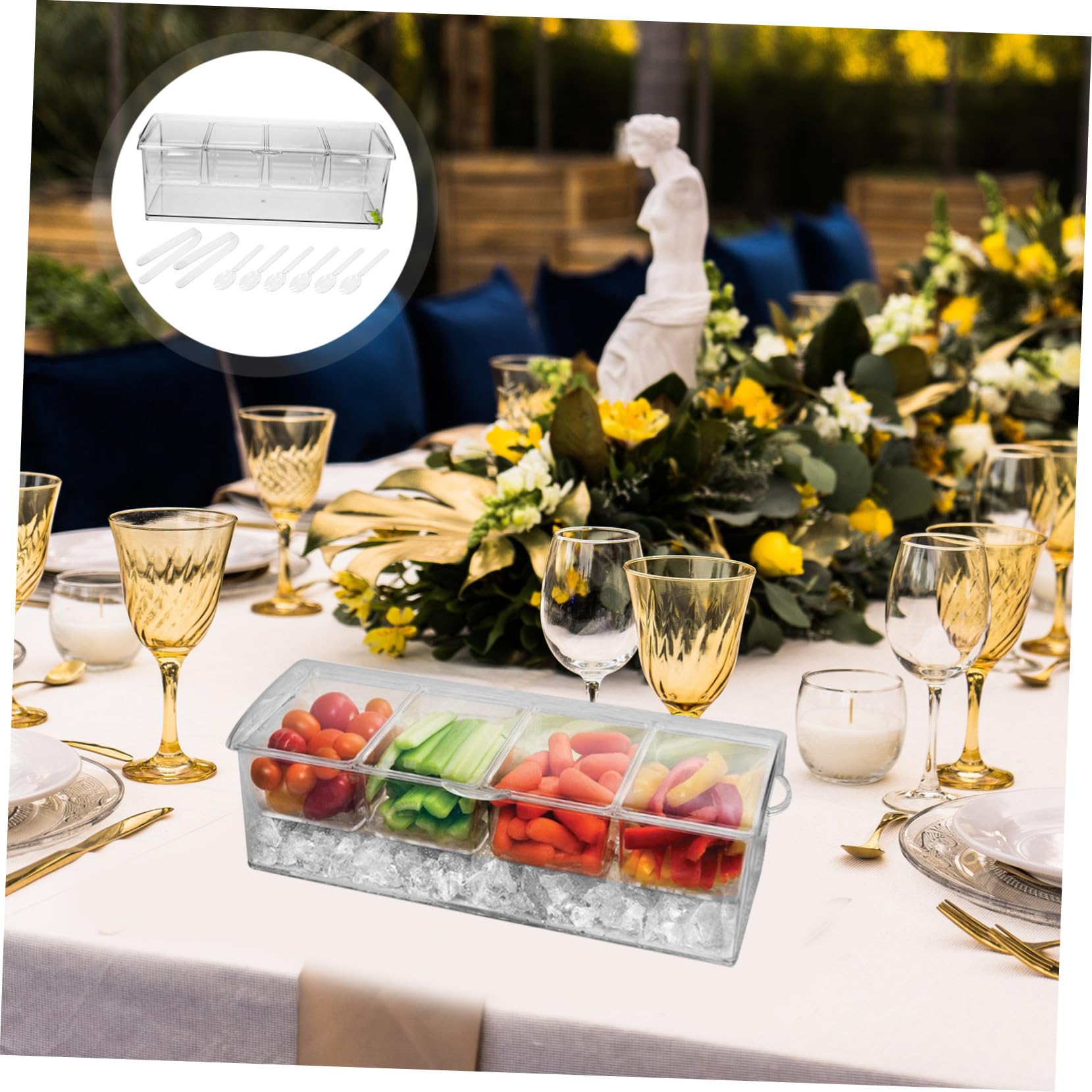 Toddmomy Caja Organizadora de Alimentos Multiusos con Tapa Hermética Compartimentos Clips y Cucharas para Refrigerador y Cocina y Facilita Almacenamiento