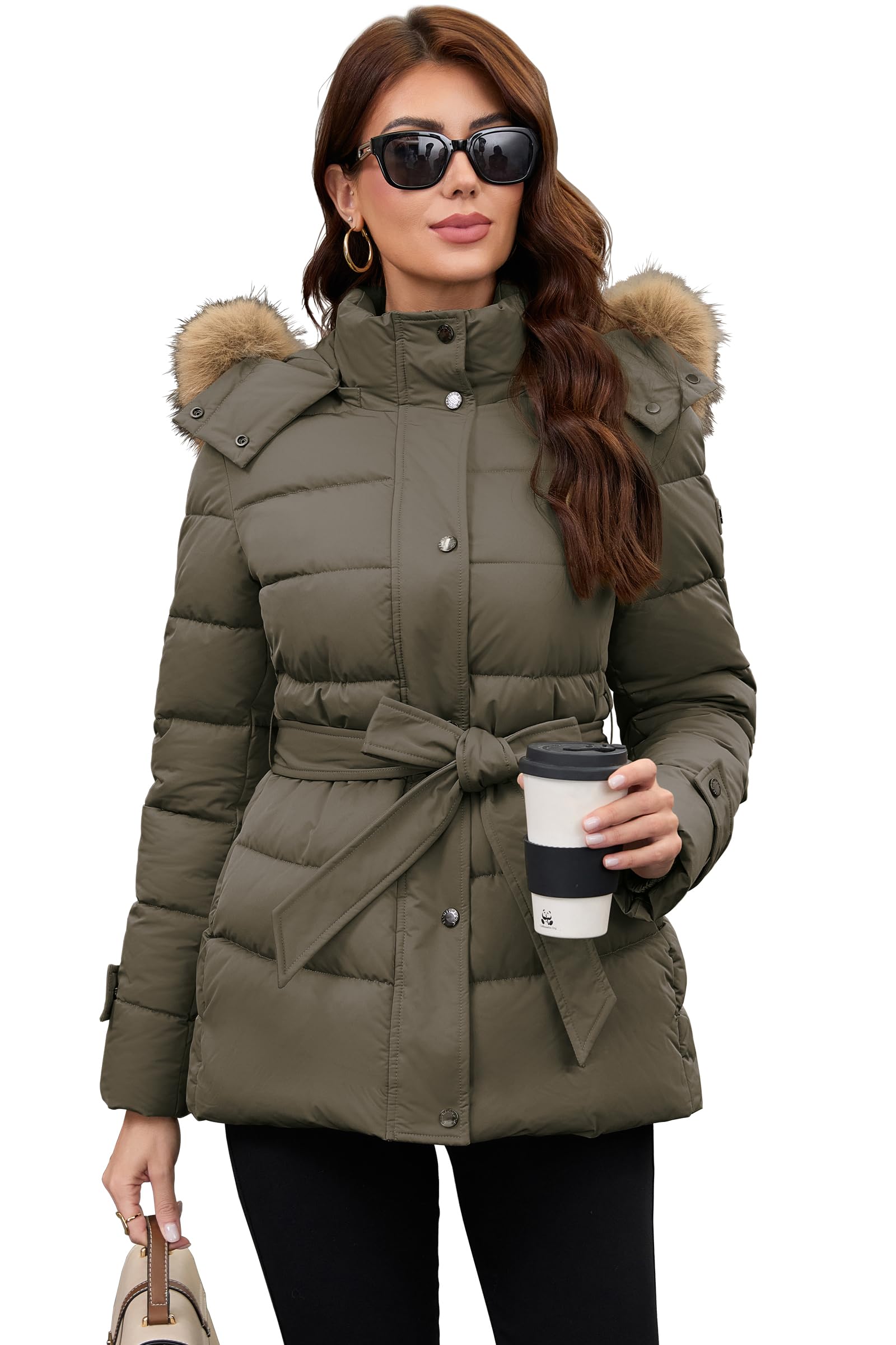 PAPILLON D'OR WEAR YOUR WINGS Women's Belted Mid-Length Puffer Coat