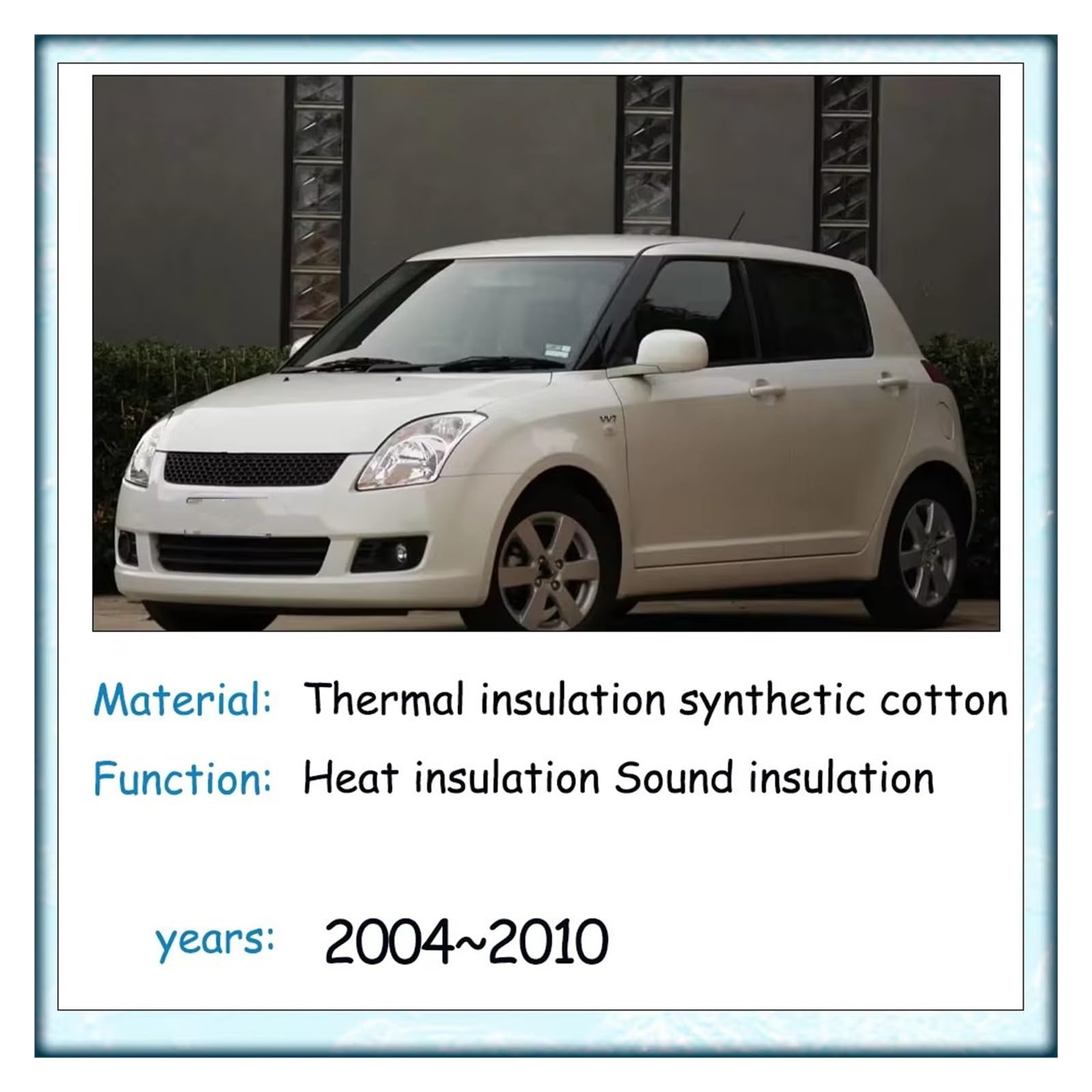 Cuscinetto isolante acustico termico motore Per Suzuki Per Swift RS 2004~2010 2005 2006 2007 2008 Fodera per cofano per auto Suono Calore Isolamento motore Cotone Tappetino insonorizzato(04-10 A)