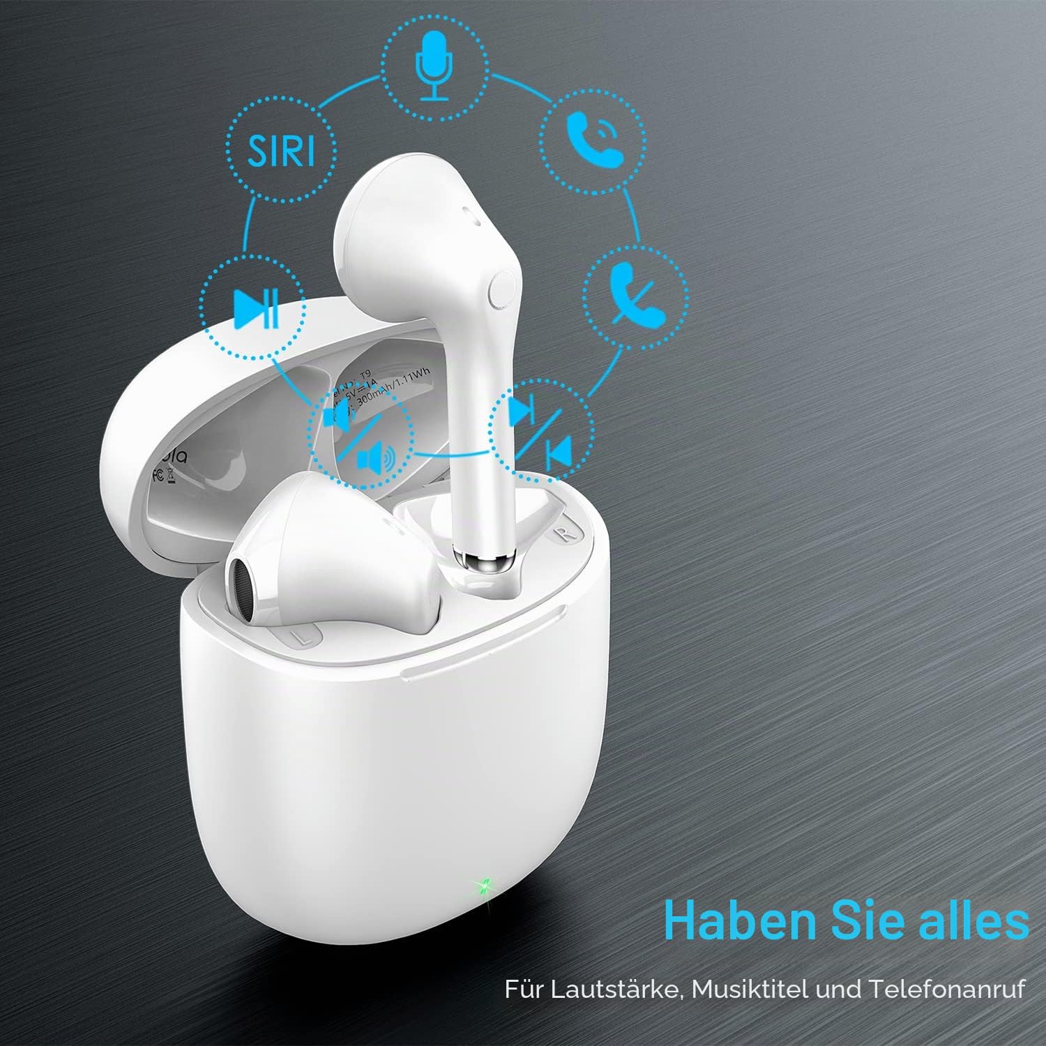 yobola Bluetooth Kopfhörer In Ear, Kopfhörer Kabellos Bluetooth 5.1 HiFi Stereoklang, IPX5 Wasserdicht Kabellose Kopfhörer Touch Control, Wireless Kopfhörer, Eingebautes Mikrofon, für Apple AirPods