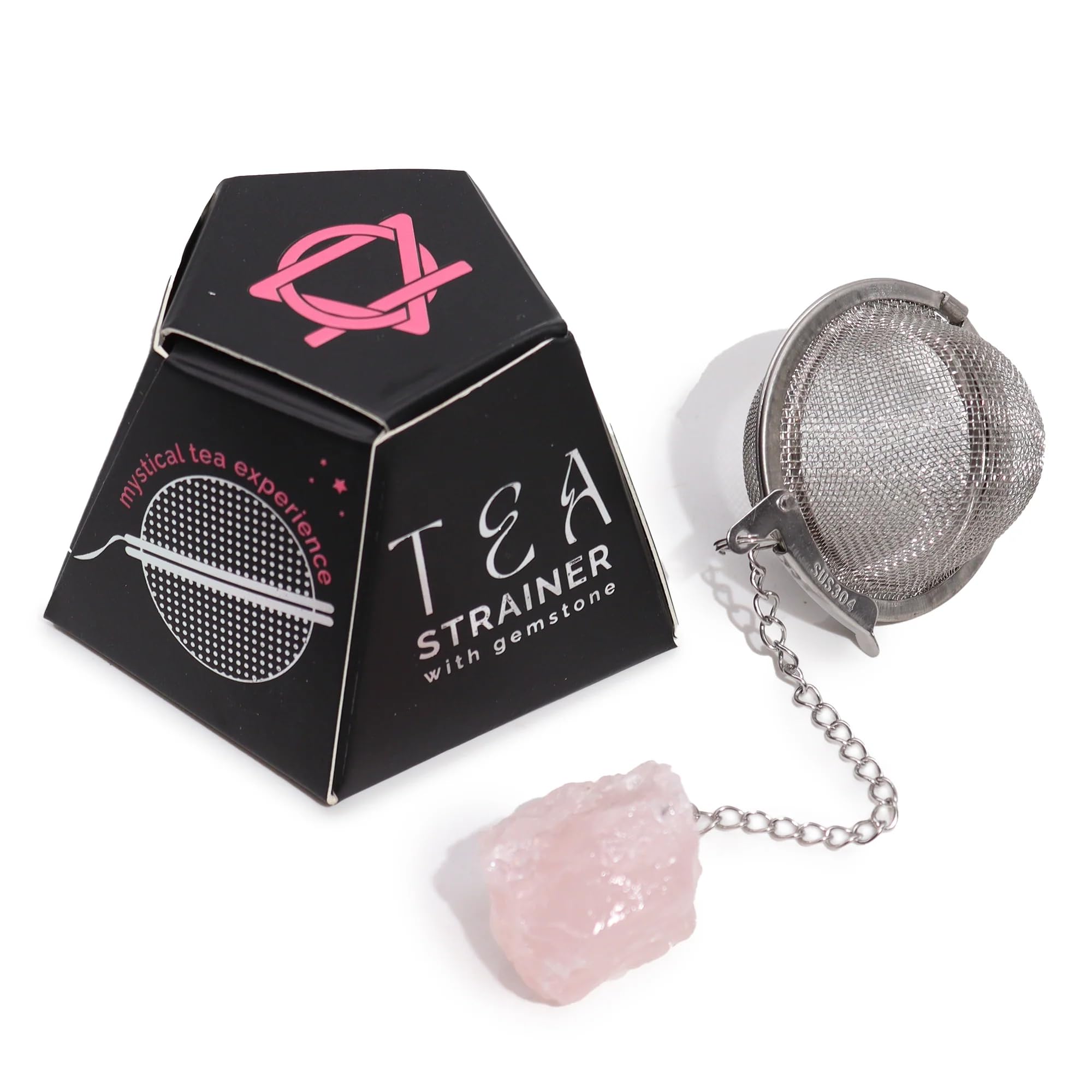 Tea Strainer Raw Crystal Rose Quartz Gemstone Tea Strainer