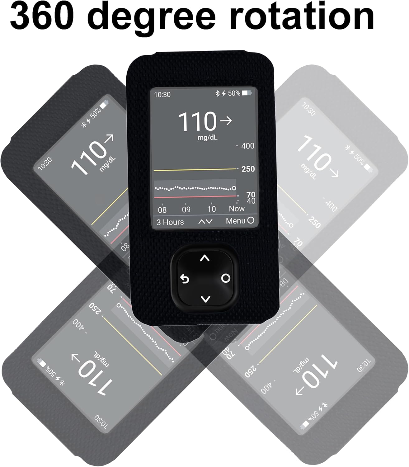 Fitted Pouch Case with Removable Metal Swivel Belt Clip + Screen Protector for Dexcom G7 & G6 Receiver (V2-Black)