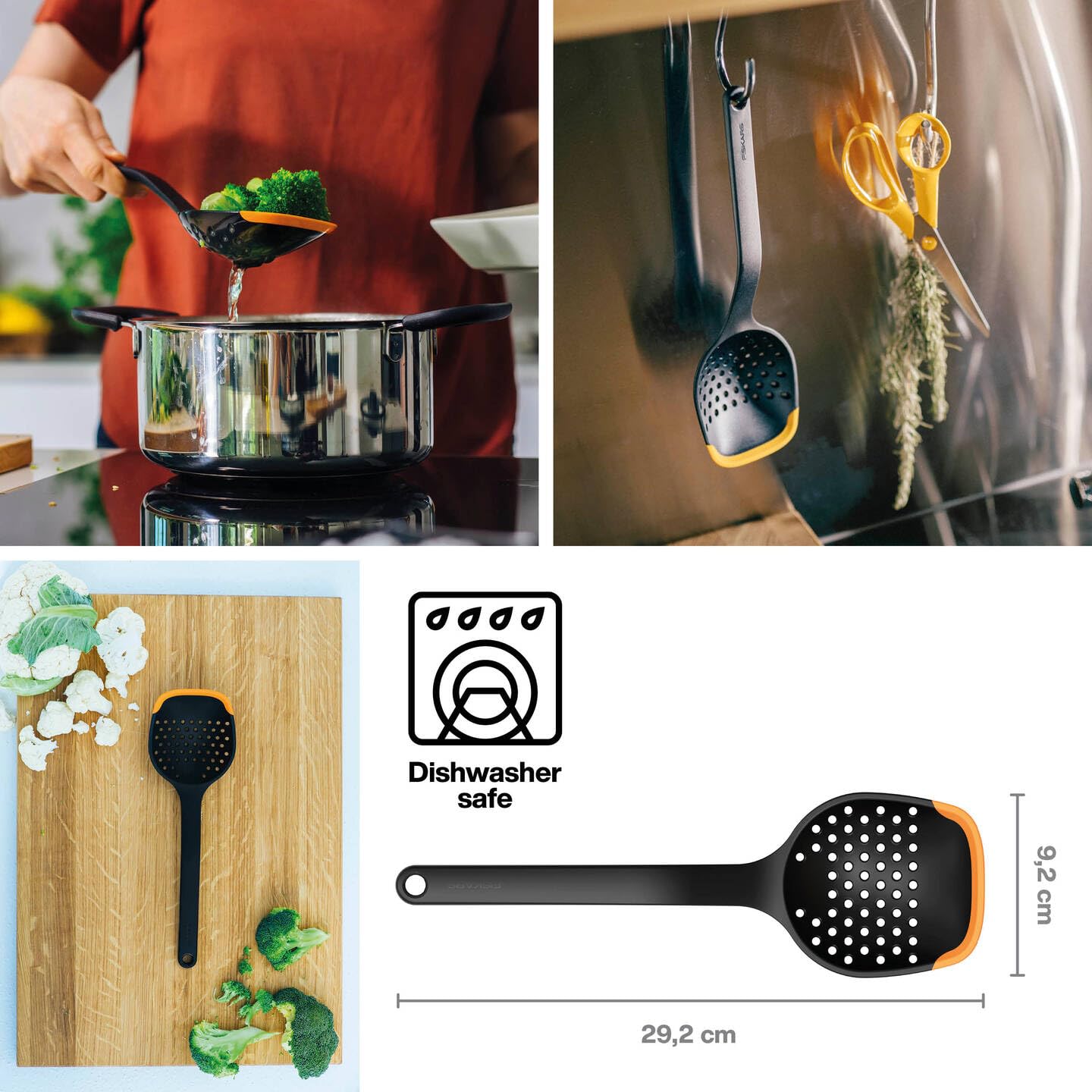 Fiskars Functional Form Slotted Straining Silicone Spoon, Black 1027302 — Amazon image 2