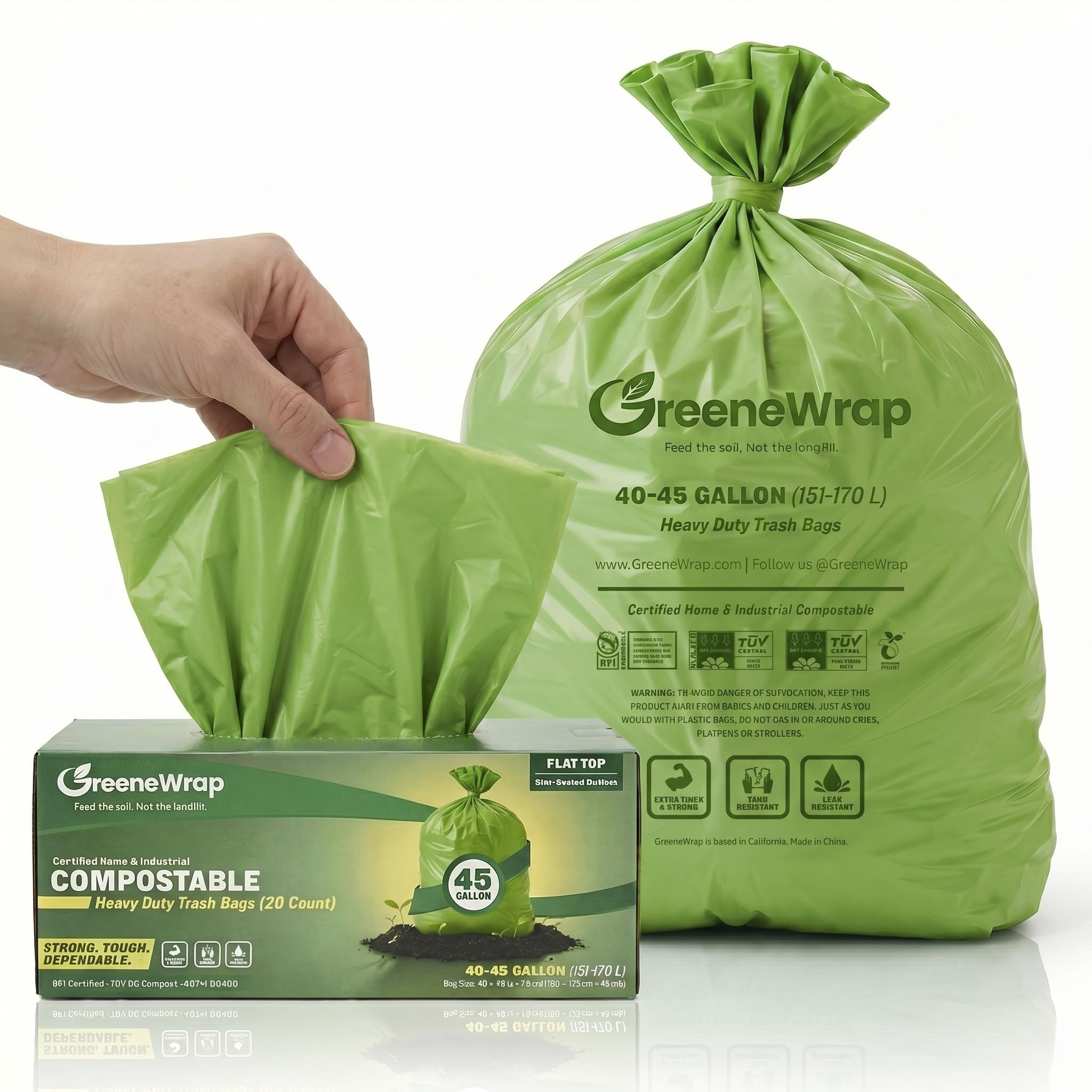 GreeneWrap Green Compostable Trash Bags