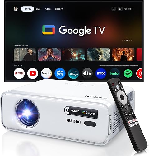 Aurzen EAZZE - Proyector inteligente compatible con Google TV D1G 4K con WiFi y Bluetooth, enfoque automático y Keystone, Dolby Audio, Zoom,