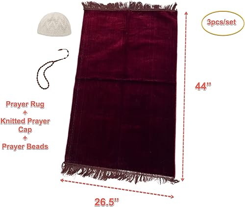 Miniatura 3 de Hajj Gift - Juego de oración musulmana, tapete de oración musulmana, tapete de oración islámica, esencial para oración islámica, tapete de oración