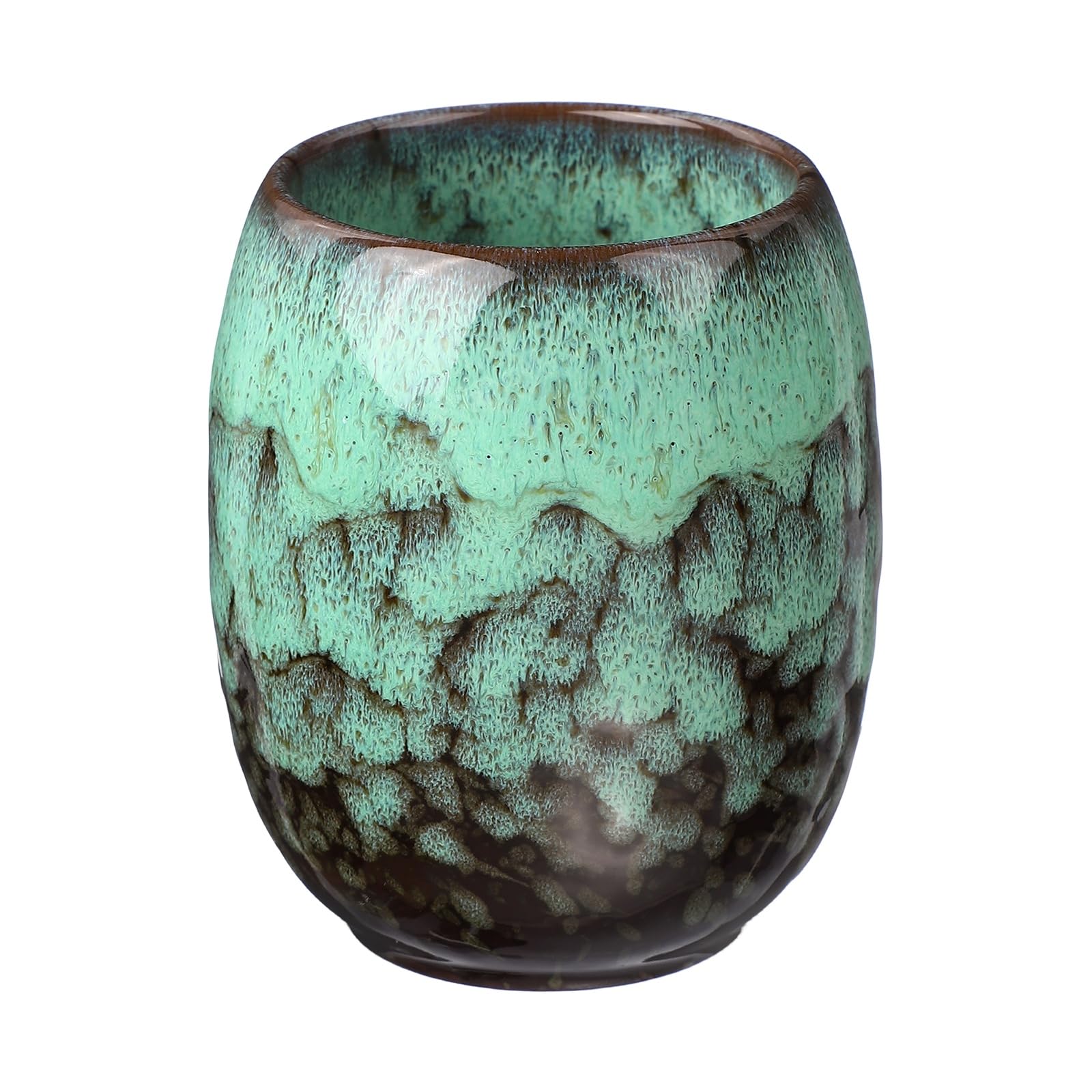 sourcing map Chinese Ceramic Teacup 5.75oz Traditional Gong Fu Tea Set Japanese No Handle Small Tea Cup for Mate Tea Coffee Wine Drinks, Green
