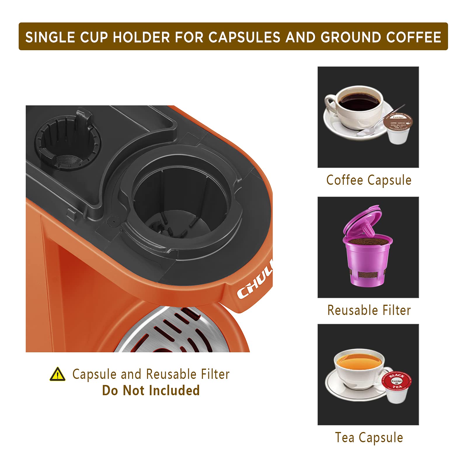 CHULUX Coffee Maker SingleServe Coffee Machine for Capsule,Orange Buy