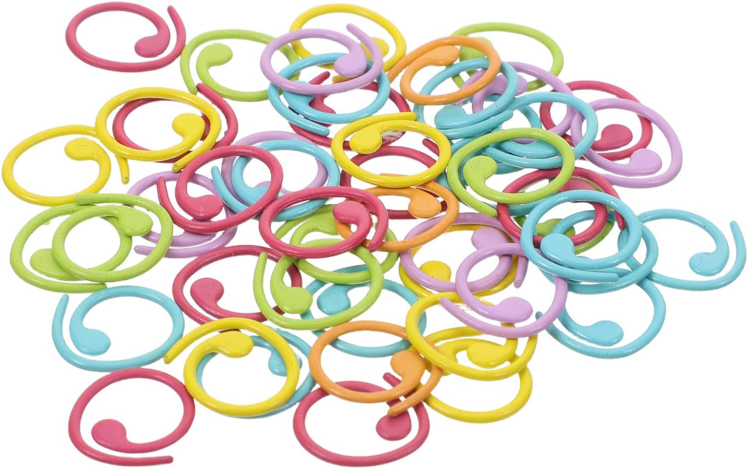 DOITOOL 50pcs Copper Spiral Stitch Marker Rings for Knitting and Needlework, Helical-Shaped Removable Crochet Markers with Smooth Slide and No Snag, Lightweight Versatile Craft Utility