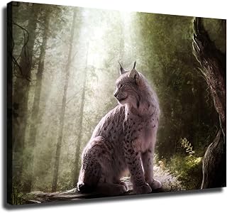 Bobcat Wildcat Forest Poster Canvas Print Painting Picture Wall Art Bedroom Living Room Decor (unframe,12x16 inch)