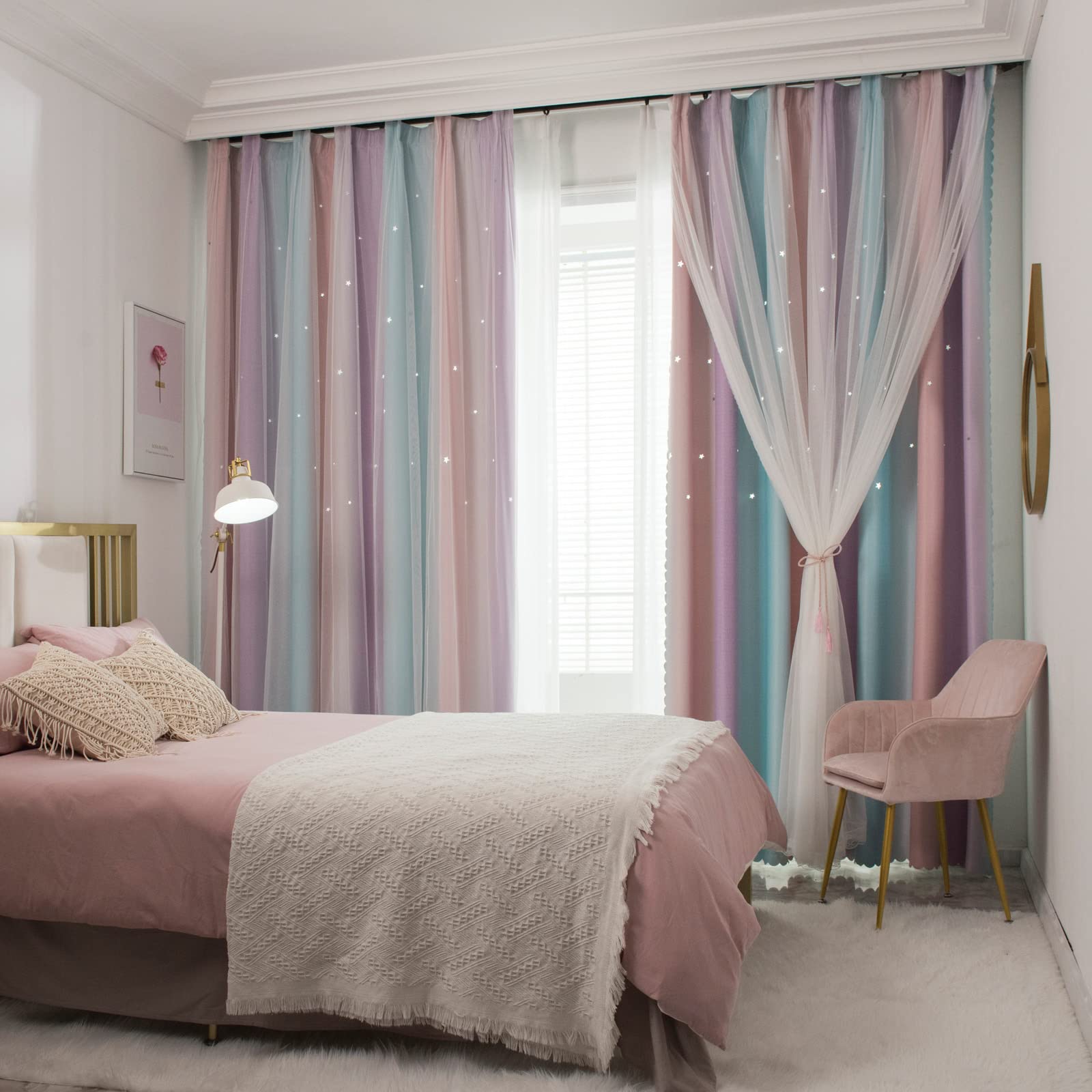 Amazon｜Hefo 姫系 カーテン遮光カーテン グラデーション 可愛い