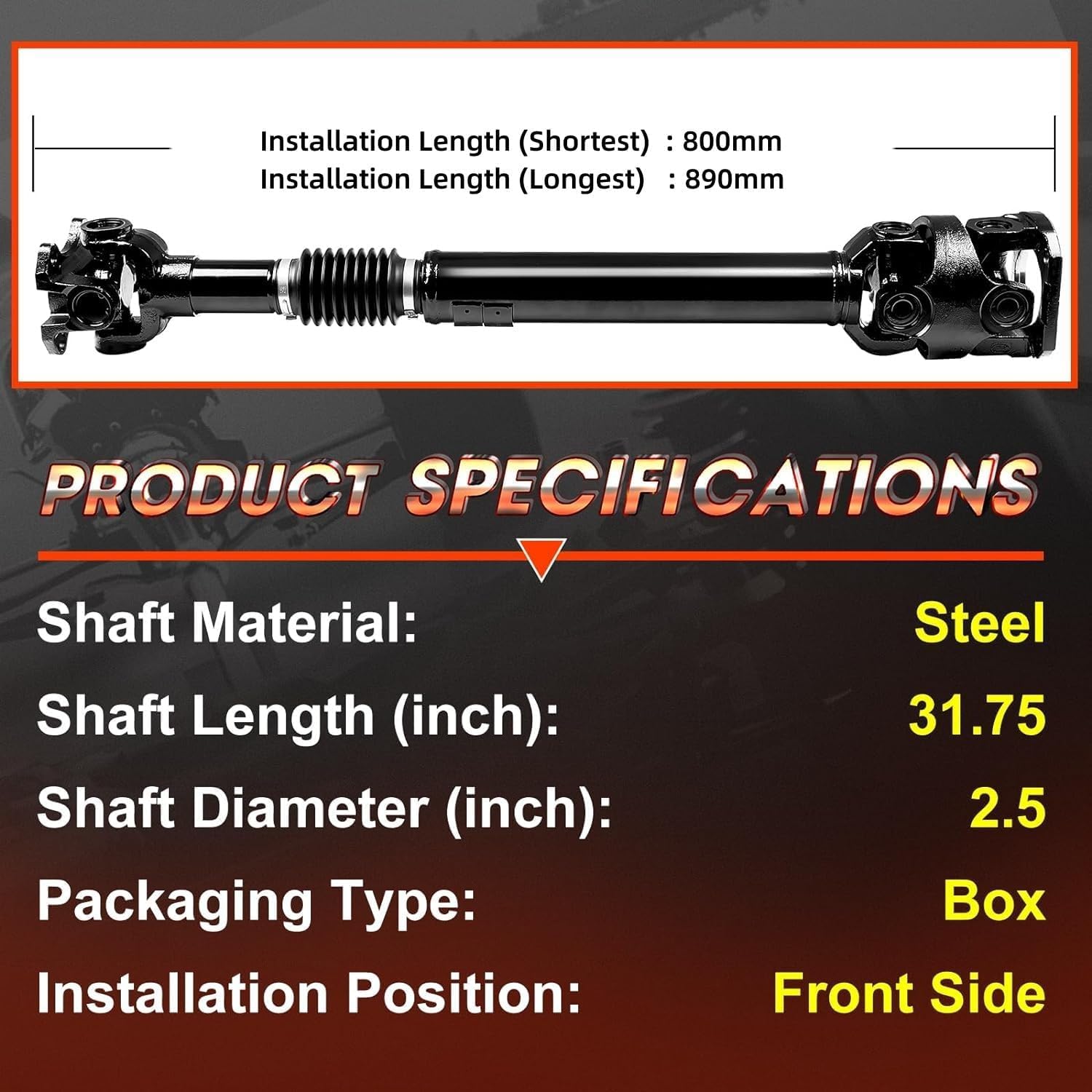 Front Drive Shaft Fit for Ram 2500/3500 2013-2018 V8 5.7L 6.4L OE# 938-262, 5146803AA,65-3021-4WD Automatic Transmission Driveshaft Assembly