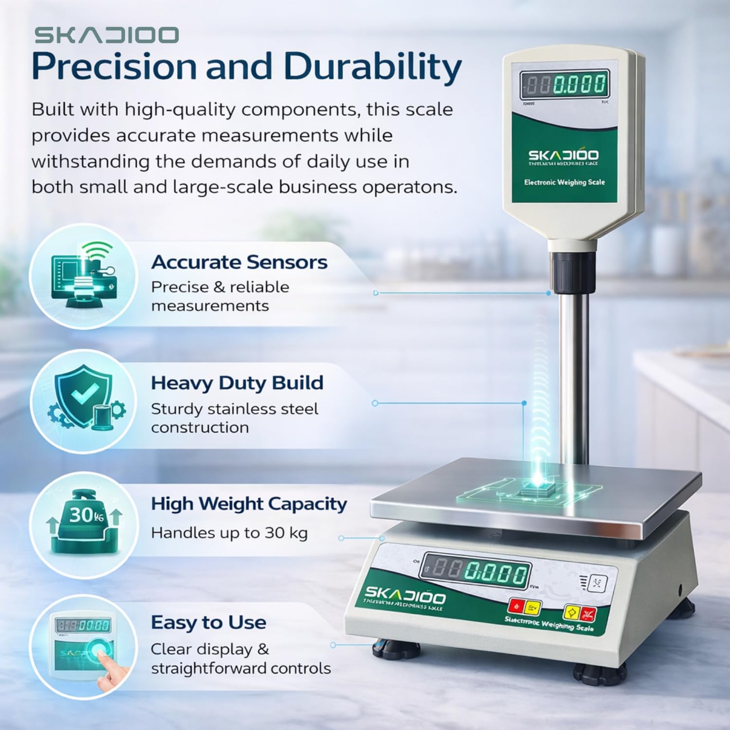 SKADIOO 30kg Digital Scale - Commercial Weighing Machine -7