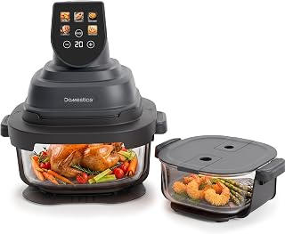 Domestica Aerion Air Fryer | Pure Glass Visible Cooking | 4L + 1.5L Dual Bowl | 5 in 1 Airfry, Bake, Recrisp, Keep Warm | ... Price In India
