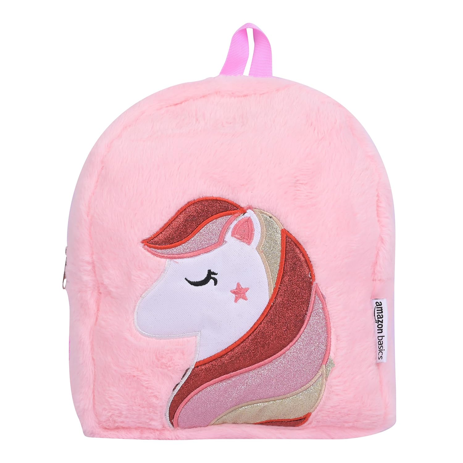 Amazon Basics Kids Character Fur Bag | Plush Soft Fur | Adjustable Shoulder Straps | Ideal for School, Picnic, Play (Faux Fur)