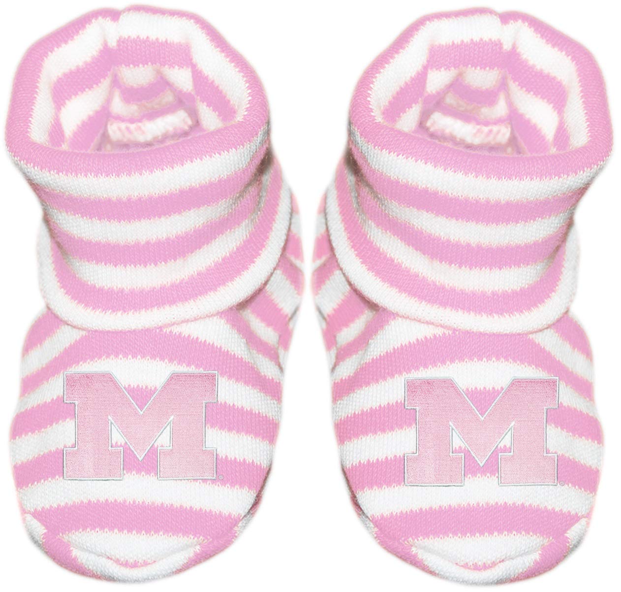 Creative Knitwear University of Michigan Block M with Outline Newborn Baby Striped Bootie Sock