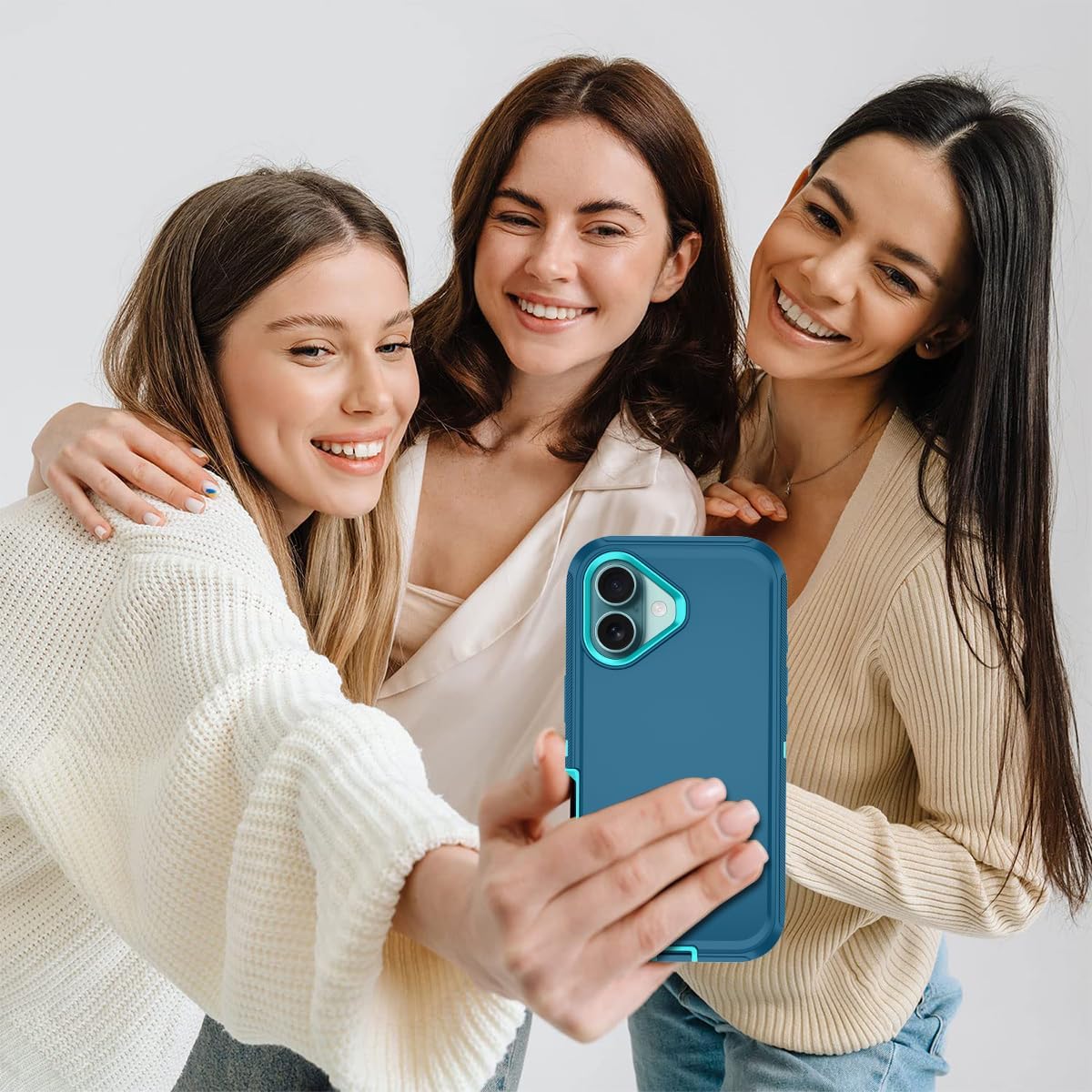 for iPhone 16 Plus Case with 2 Pack Tempered Glass Screen Protector Heavy Duty Protective Shockproof 3-Layer Full Body Protection Tough Rugged Cover for Apple iPhone 16 Plus 6.7",Turquoise - Image 7