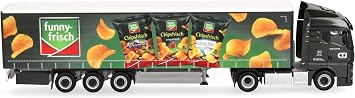 Herpa Truck Model Man TGX GM Curtain Tarpaulin Semicolar CTJ/Funny Frisch (Nordrhein-Westfalen/Dormagen) Miniature Scale 1:87 Collectable Made in Germany Plastic White
