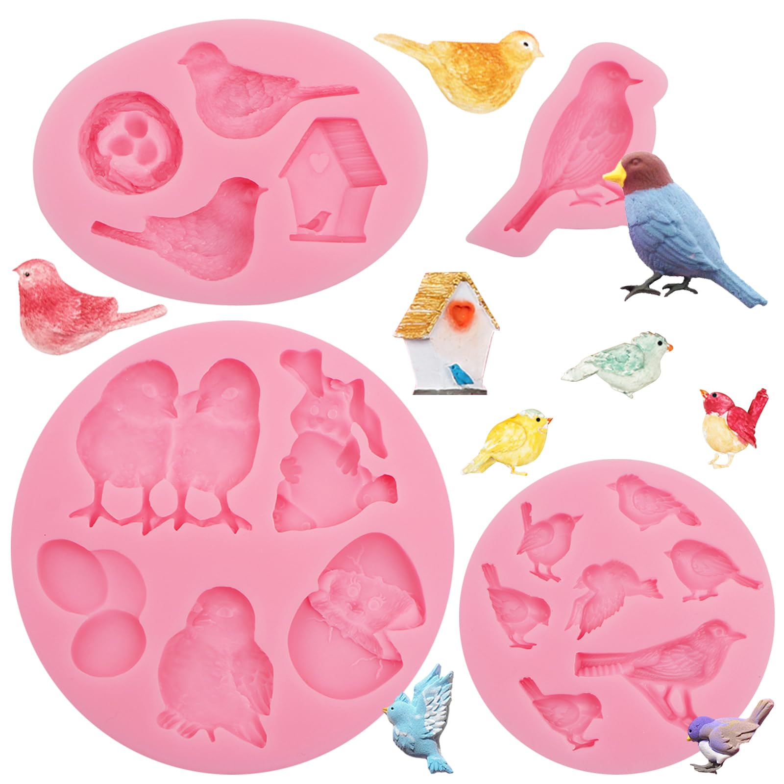 Silikonform für Fondant mit Vogelmuster, Vögel, Kardinäle, Schokoladenformen, Vogelharzform für Kuchendekoration, Cupcake-Topper, Kekse, Plätzchen, Pudding, Süßigkeiten, Wald-Mottoparty