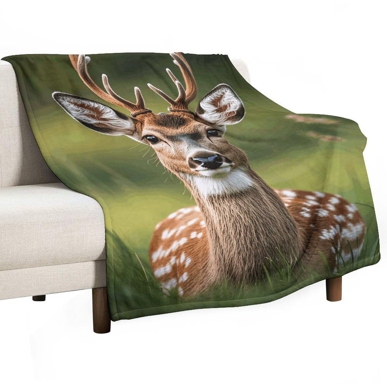 Couverture en flanelle légère contre les nuits fraîches, plaid cerf 127cm