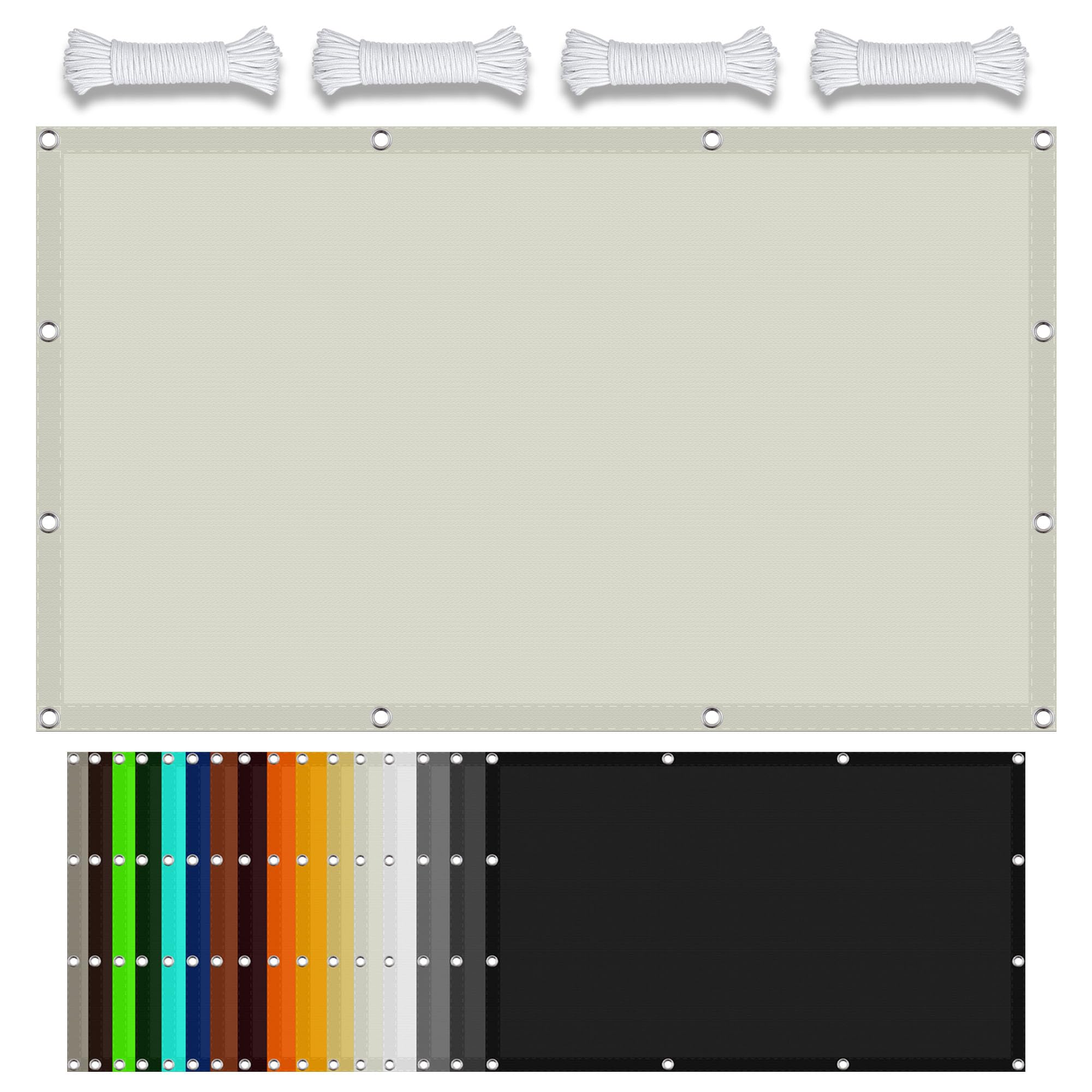 Voile d'ombrage rectangulaire protection 98% UV toile blanche imperméable avec cordons
