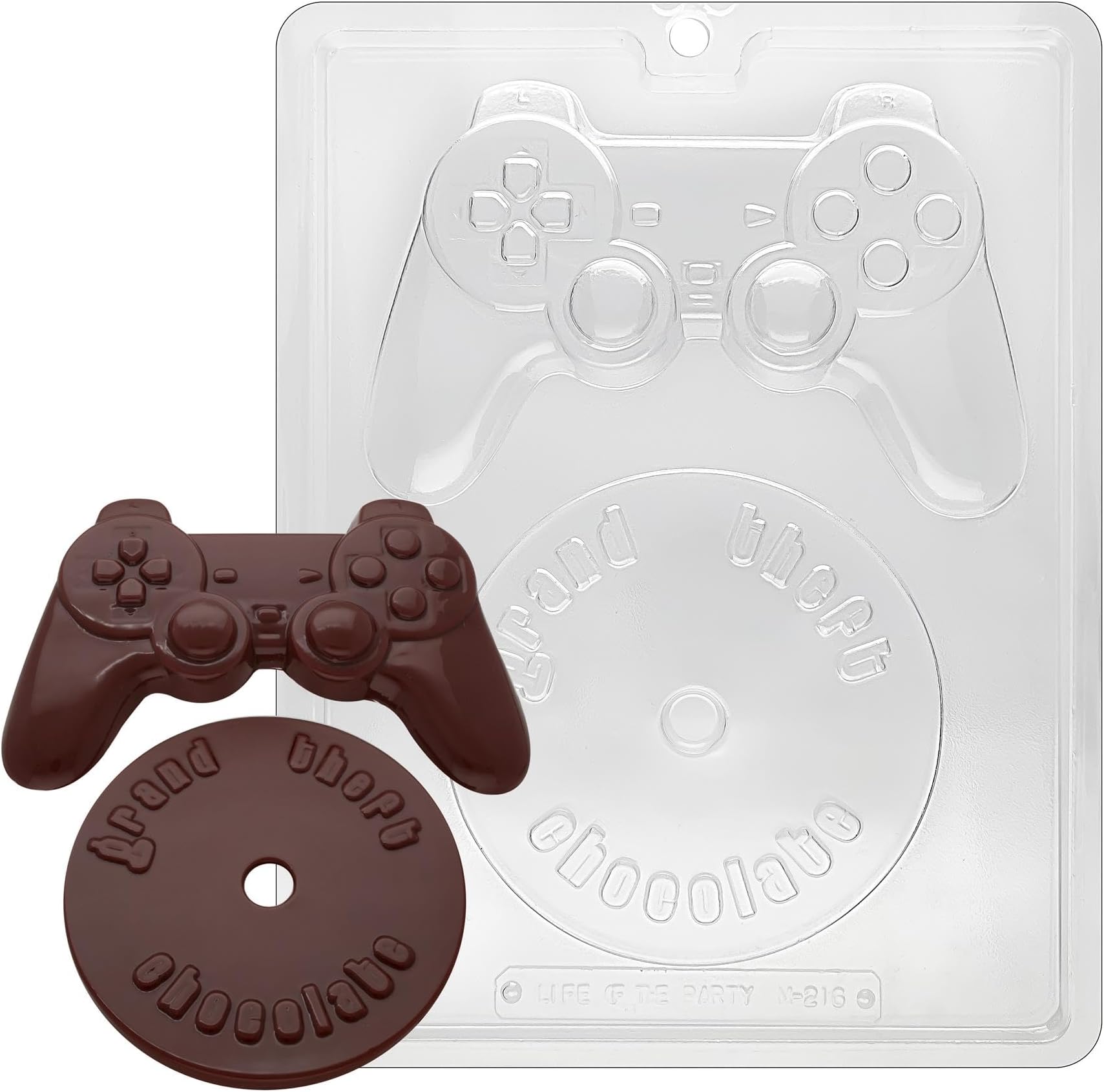 CybrTrayd Chocolate Candy Mold – Video Game Kit – 2 Cavities Controller 6-3/4” x 4” x 3/8”, Disc 4-3/4” x 1/4" – For Candy, Cookies, Chocolate, Soap & Plaster – Includes Instructions
