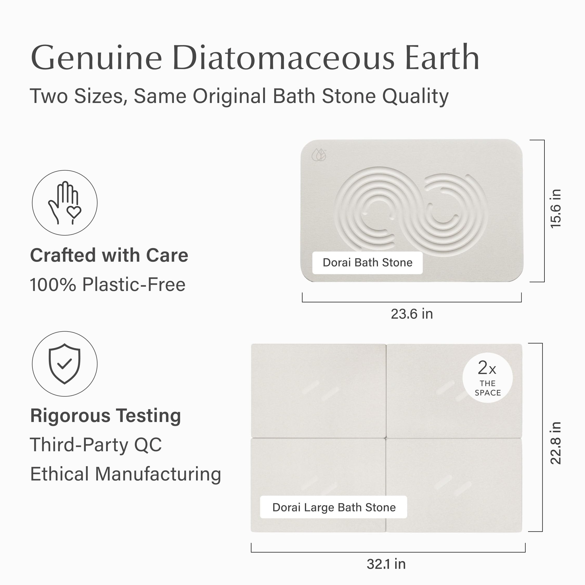 Dorai - Alfombrilla de baño con diseño de baldosas, Grande, Secado rápido, Superficie Antideslizante, diseño Personalizable, 56,6 x 80,3 x 1,5 cm, Color Arena