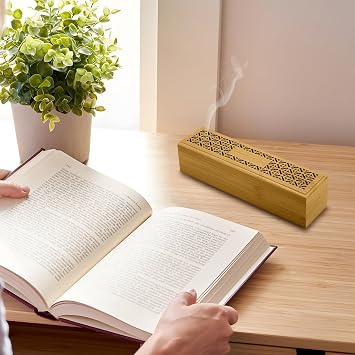 Wooden Incense Holder Burner with Storage - Incense Stick Holder & Ash Catcher for Meditation, Yoga, Bedroom, Study, Office - Exquisite Incense Burner for Home Decor
