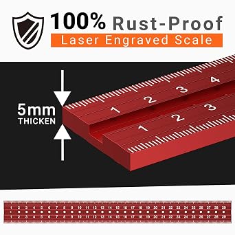 Combination Set Square, Preciva Carpenter Engineer Marking Gauge 45/90 Degrees with Bubble Level, Adjustable Carpenters Square Woodworking Rule, 12inch/300mm Measuring Tool