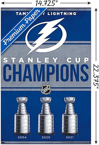 Miniatura 9 de Trends International NHL Tampa Bay Lightning - Póster de pared de Champions 23, 14.72 x 22.37 pulgadas, versión enmarcada dorada