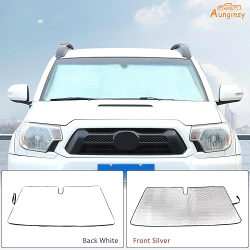 Miniatura 4 de Aunginsy Parasol para parabrisas delantero de automóvil compatible con Toyota Tacoma 2006-2025, parasol plegable y reflectante para protección