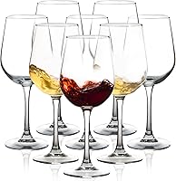 Vista 1 de Juego de 8 copas de vino totalmente templadas, 15.5 onzas, duraderas, aptas para bodas, fiestas, lavavajillas