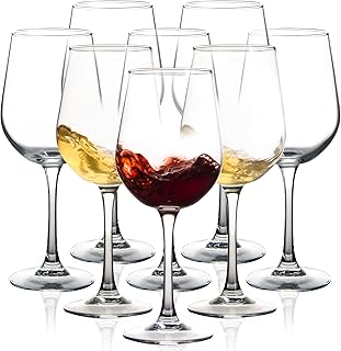 Fully Tempered Wine Glasses set of 8, 15.5 oz Durable Red Wine Glasses for Wedding, Party, Dishwasher Safe