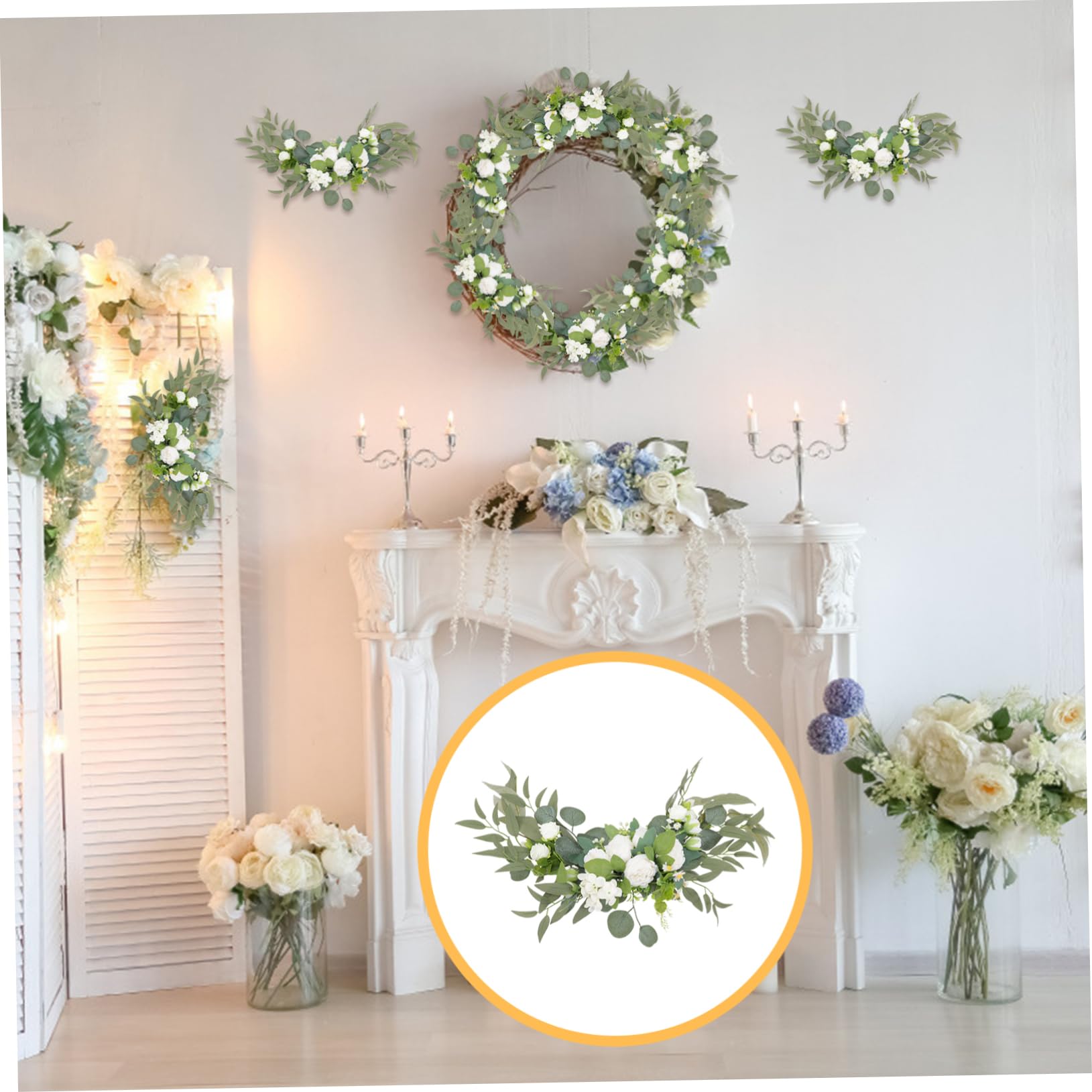 TOPBATHY 2 Künstliche Pfingstrosen Blumenbögen für Hochzeitsdeko Weiß | Kunststoff, 2 Stück, zur Verzierung von Willkommenstafeln, Chic, Lebendig, Natürlich