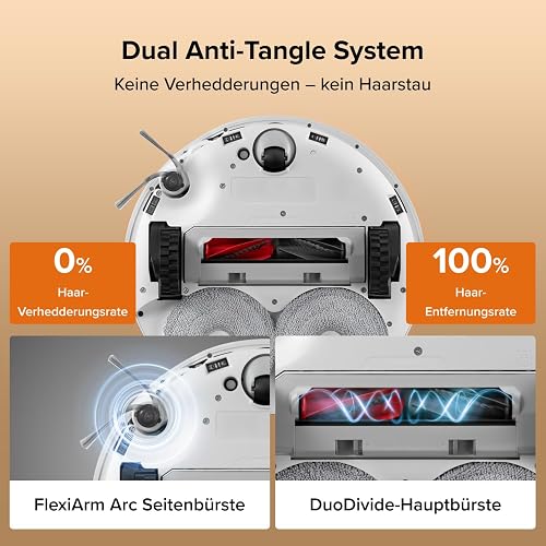 roborock Qrevo Edge 2 Set Robot Aspirateur Laveur, 25 000 Pa, Lavage des Serpillières à l'eau Chaude à 80°C, Évite 280+ Obstacles, Système Anti-enchevêtrement, 7,98cm Mince,Technologie FlexiArm, Blanc - 5