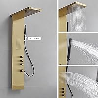 Vista 2 de BWE Panel de ducha 3 en 1, sistema de torre de acero inoxidable, cabezal de ducha de lluvia con ducha de mano y chorros corporales de masaje
