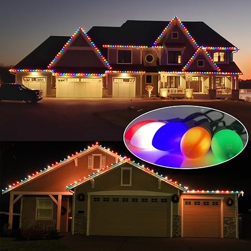 Miniatura 5 de SUNSGNE C9 - Luces LED de Navidad para exteriores, 25 pies, multicolor, con 27 bombillas LED de plástico de 0.6 W (2 de repuesto) para patio,