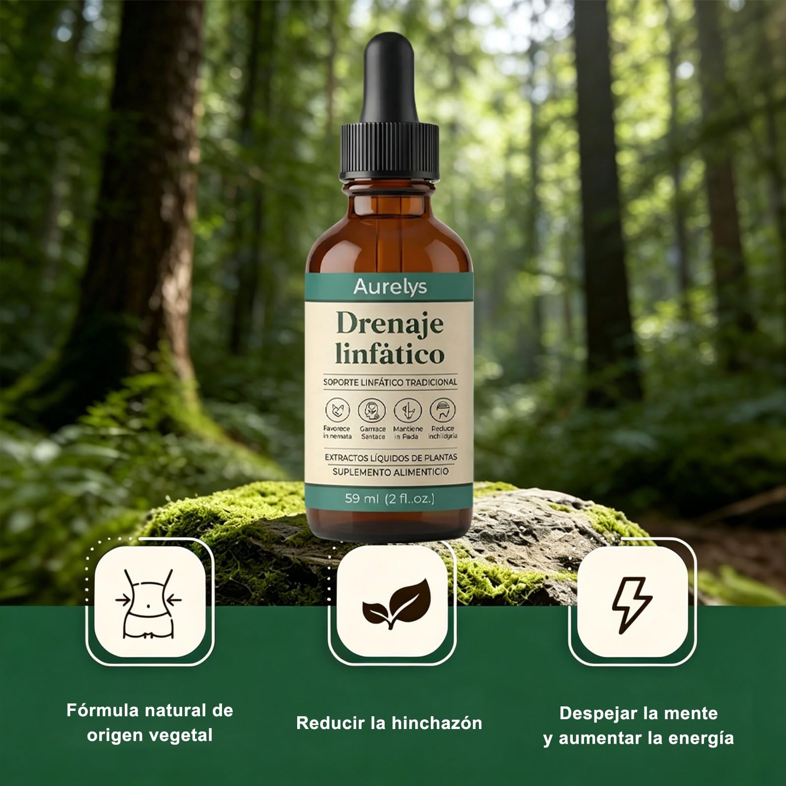 Aurelys Drenaje Linfático Gotas, 2026 Nuevas Gotas de Drenaje Linfatico para Piernas y Abdomen, Naturales a Base de Hierbas, para hombres y mujeres (1)