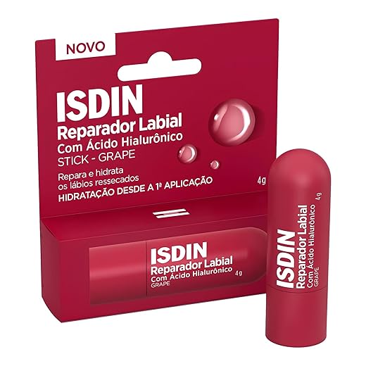 Isdin Reparador Labial Stick Grape com Ácido Hialurônico 4g - Bordô - Hidrata, Nutre e Protege