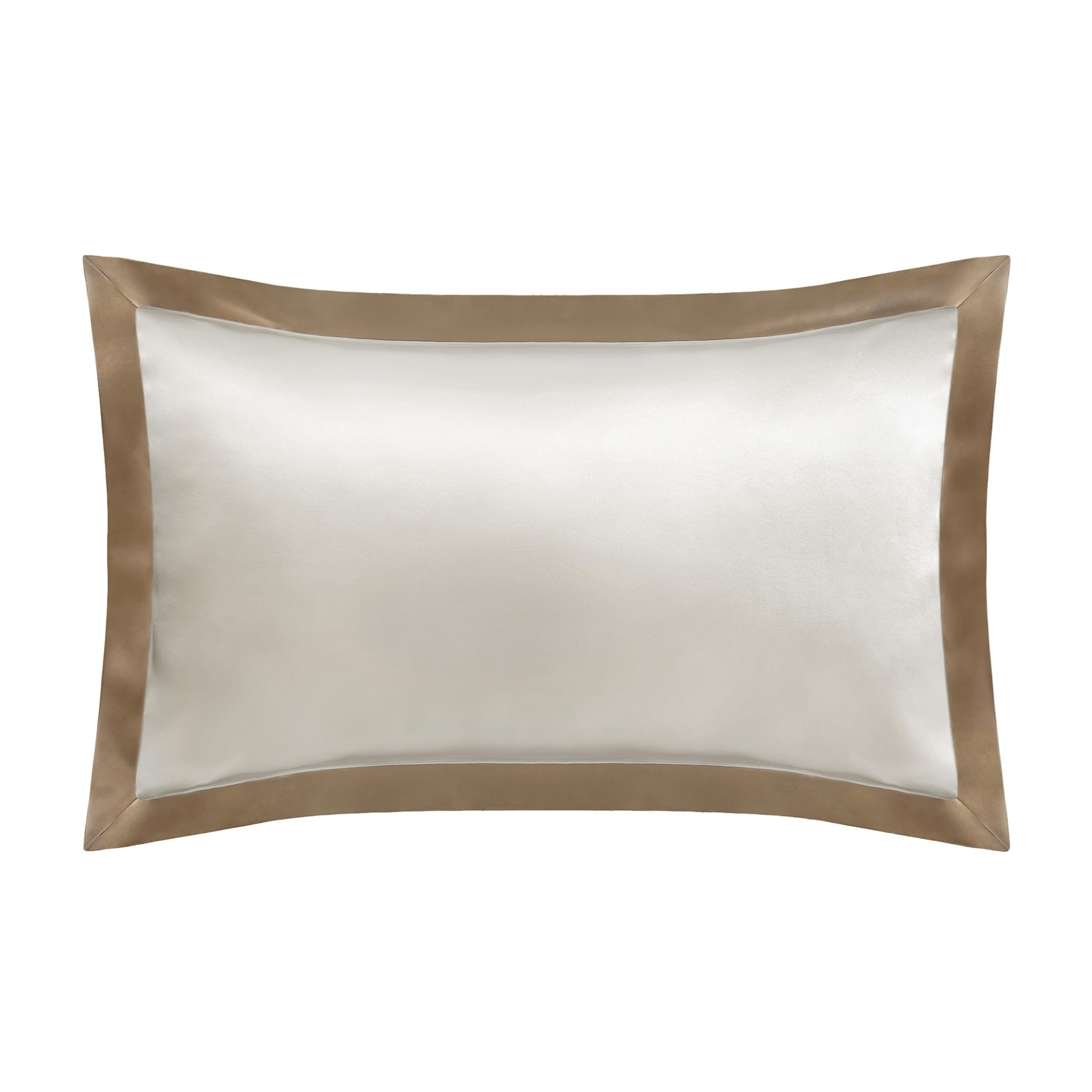 LILYSILK Pure 19MM Mulberry Silk Oxford Pillowcases Bordered Pattern Bed Pillow Cover with Envelope Closure for Hair and Skin 1PC(Coffee,50×75cm)