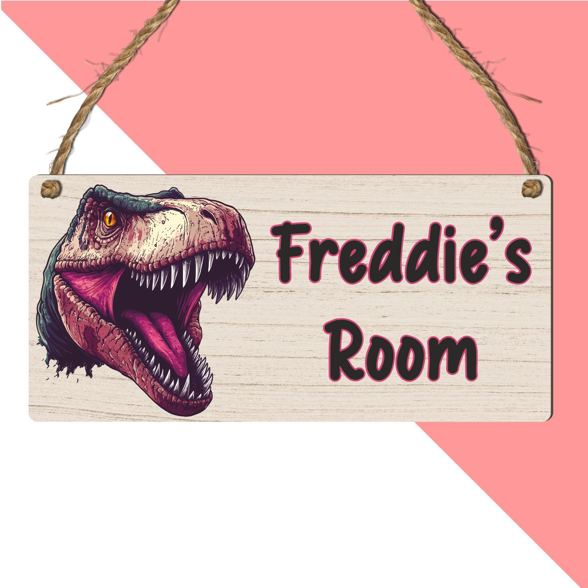 Personalised Children's T-Rex Plaque for Kids Bedroom Decor - MDF Wood Sign Custom Name Room Gift - Thoughful and Fun Dinosaur Decor Plaque For Children (T Rex Head)