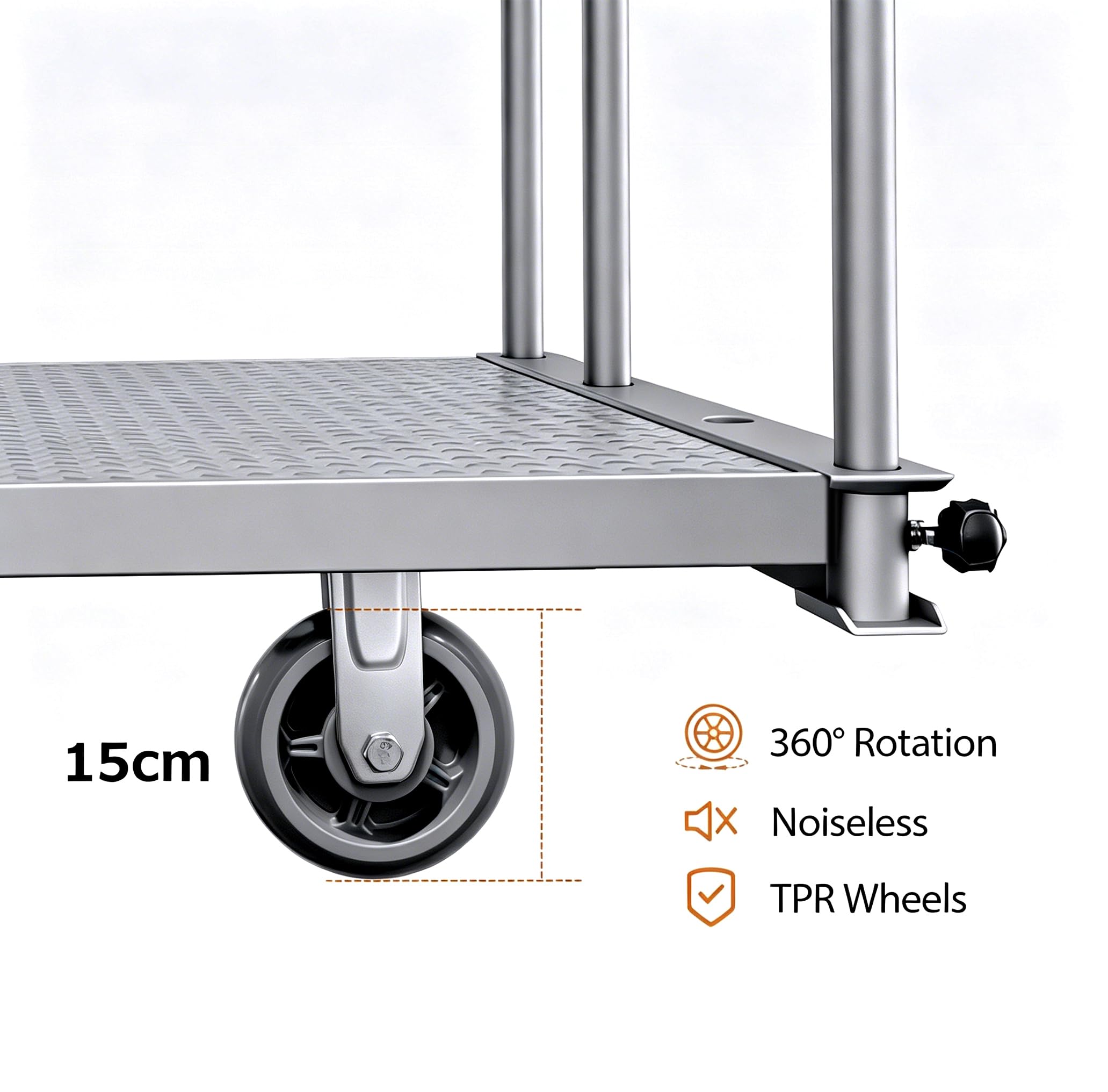 Carretilla con Plataforma 3 en 1, Asa y Barandillas Extraíble | ruedas de 150 mm con freno, 500 kg capacidad,100 x 60 x 83 cm, para taller, obras y almacén