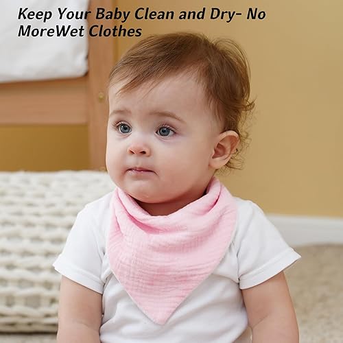 Miniatura 8 de Baberos de muselina para bebé, baberos de bandana para babeo para bebés niñas y niños, recién nacidos, niños pequeños, babeo y dentición