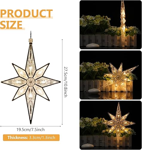 Miniatura 3 de Luces de estrella de Navidad de Belén de 10.8 pulgadas, decoración de árbol de estrella iluminada de plástico, luces LED colgantes para ventana,