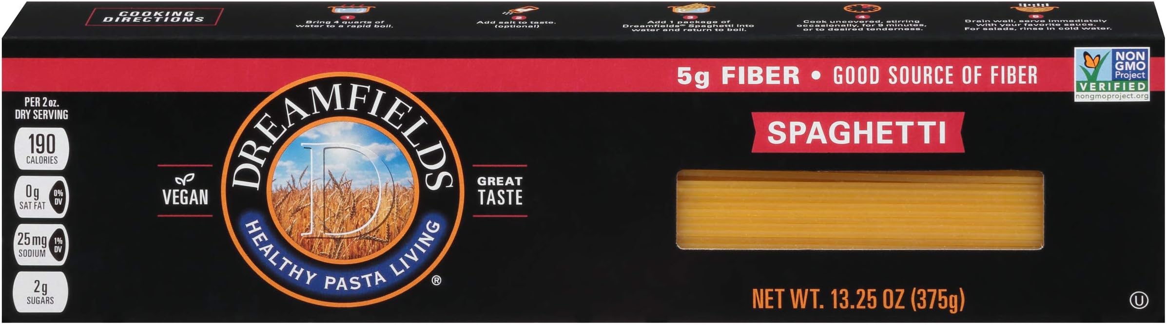 Dreamfields Healthy Pasta Living Spaghetti, 13.25-Ounce Boxes (Pack of 5)