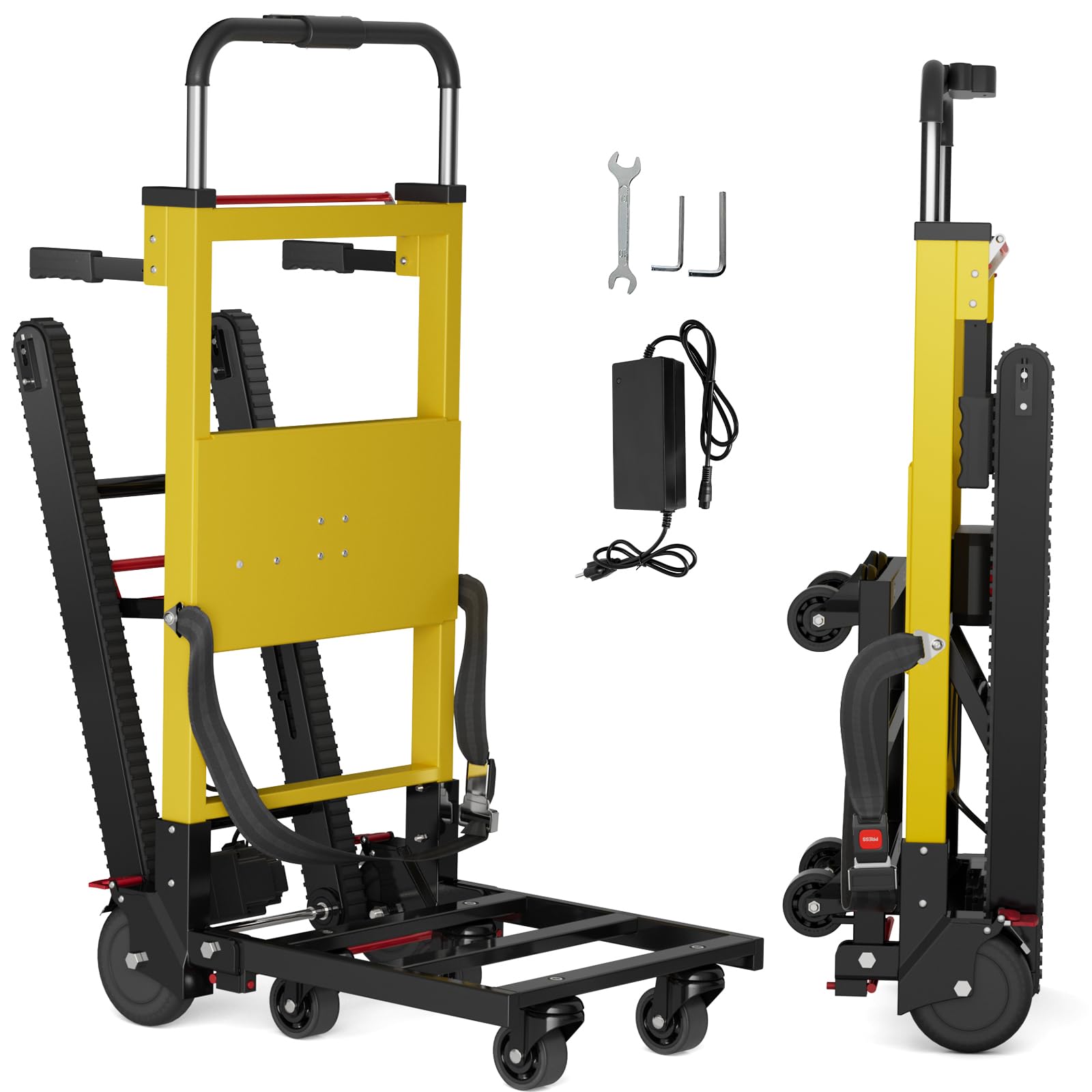Elektrische Sackkarre, Robuster, Elektrischer Treppensteiger-Transportwagen mit 6 Rädern für Möbellogistiklager, Treppen Hoch Und Runter mit Gummiketten zum einfachen Bewegen von schweren Möbeln